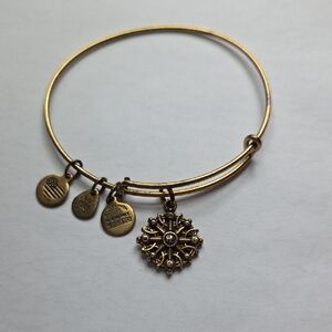 Alex and Ani Brass Compass Charm Bangle Bracelet